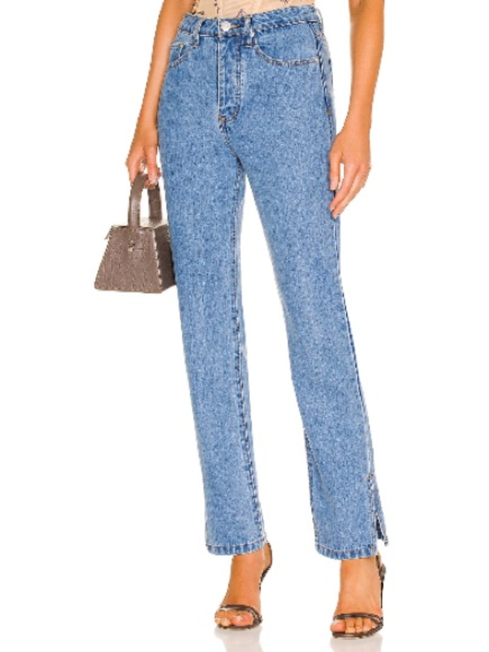superdown Riley Side Slit Jeans — Medium Wash Blue